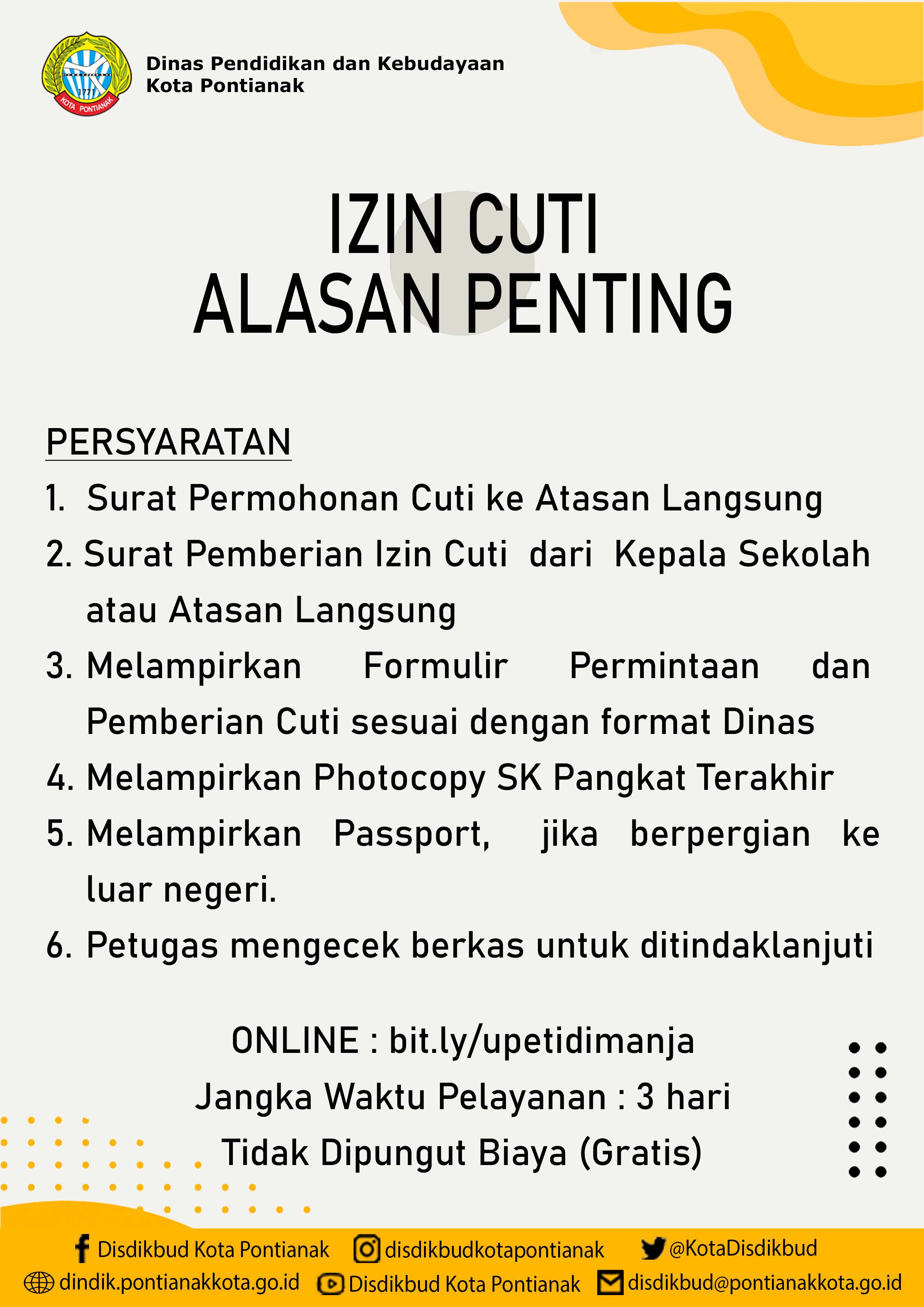 Cuti Alasan Penting Disdikbud Kota Pontianak